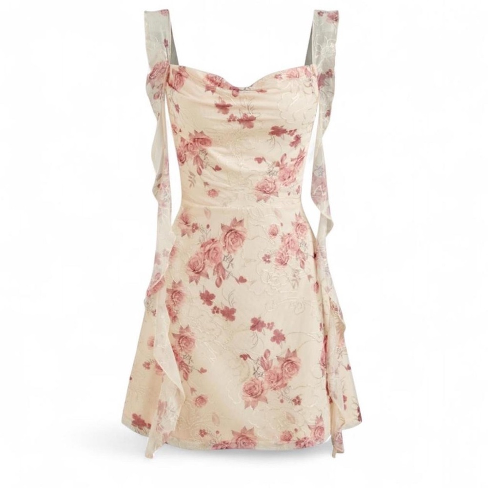 Whimsy Floral Lace Mesh Dress Medium NWT